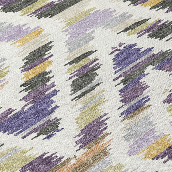 Tribal Polyester Area Rug Machine Washable Purple Lavender for Indoor Outdoor Patio Living Room