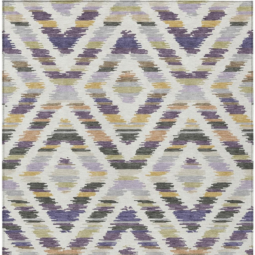 Tribal Polyester Area Rug Machine Washable Purple Lavender for Indoor Outdoor Patio Living Room