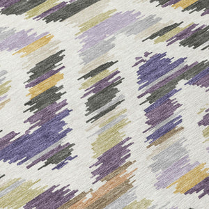 Tribal Polyester Area Rug Machine Washable Purple Lavender for Indoor Outdoor Patio Living Room