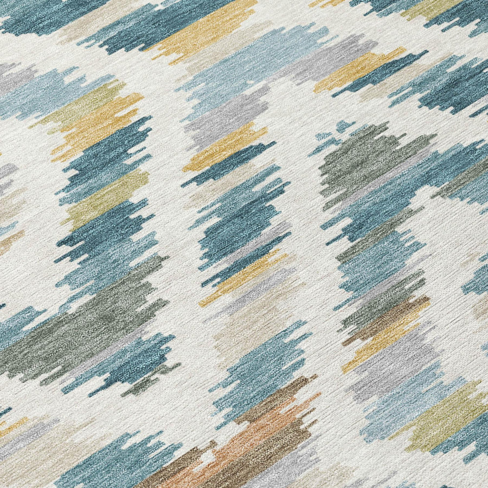 HomeRoots Tribal Teal Copper Washable Polyester Area Rug for Indoor Outdoor Patio and Living Room 5' x 8' 725441