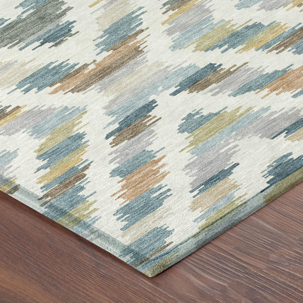 HomeRoots Tribal Teal Copper Washable Polyester Area Rug for Indoor Outdoor Patio and Living Room 5' x 8' 725441