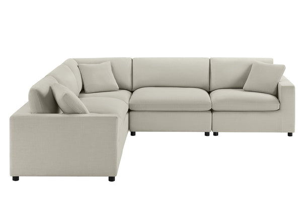 English Elm Cassandra 5-Piece Modular Sectional Sofa: Stylish, Versatile & Family-Friendly Comfort Solution B050S00006