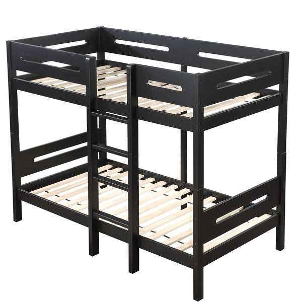 English Elm Black Twin/Twin Bunk Bed with Ladder — 14+14 Slat Support, Easy Knock-Down Assembly, Durable Black Finish B062S00576