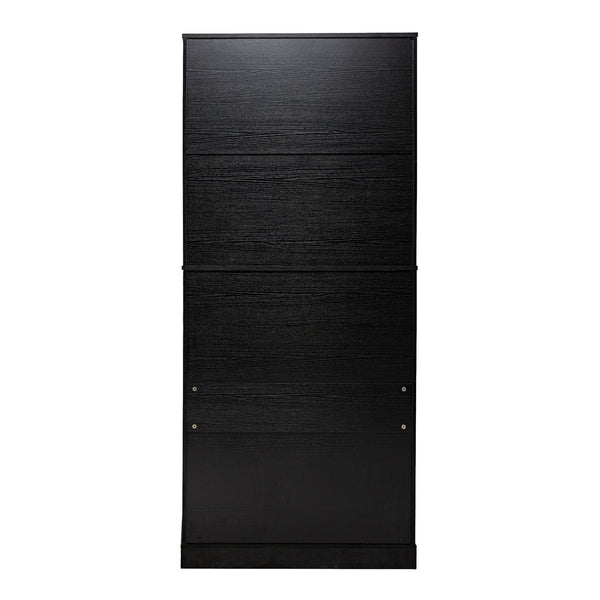 English Elm 72" Fluted Kitchen Pantry Cabinet with Anti-Tilt Stabilizers, Triple-Fold Hinges, Spice Door Racks and Deep Storage Black W2917P294985