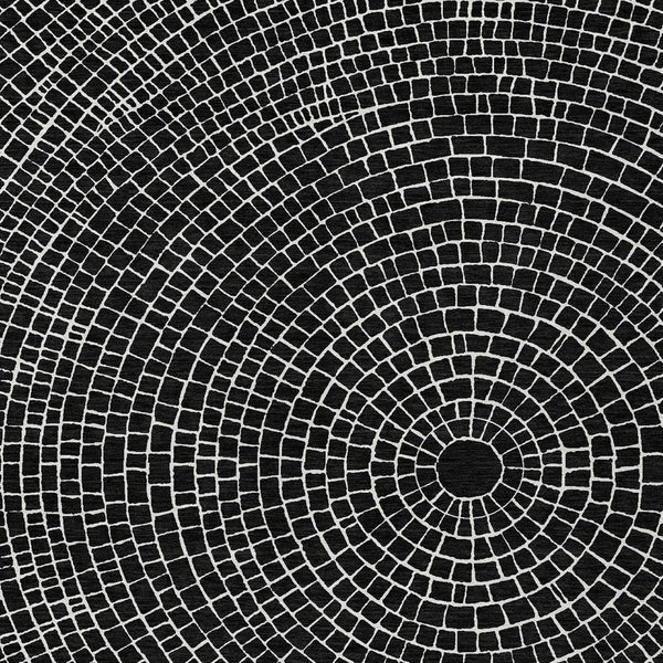 9x12 Geometric Polyester Indoor Outdoor Rug Machine Washable Bold Black Ivory Pattern