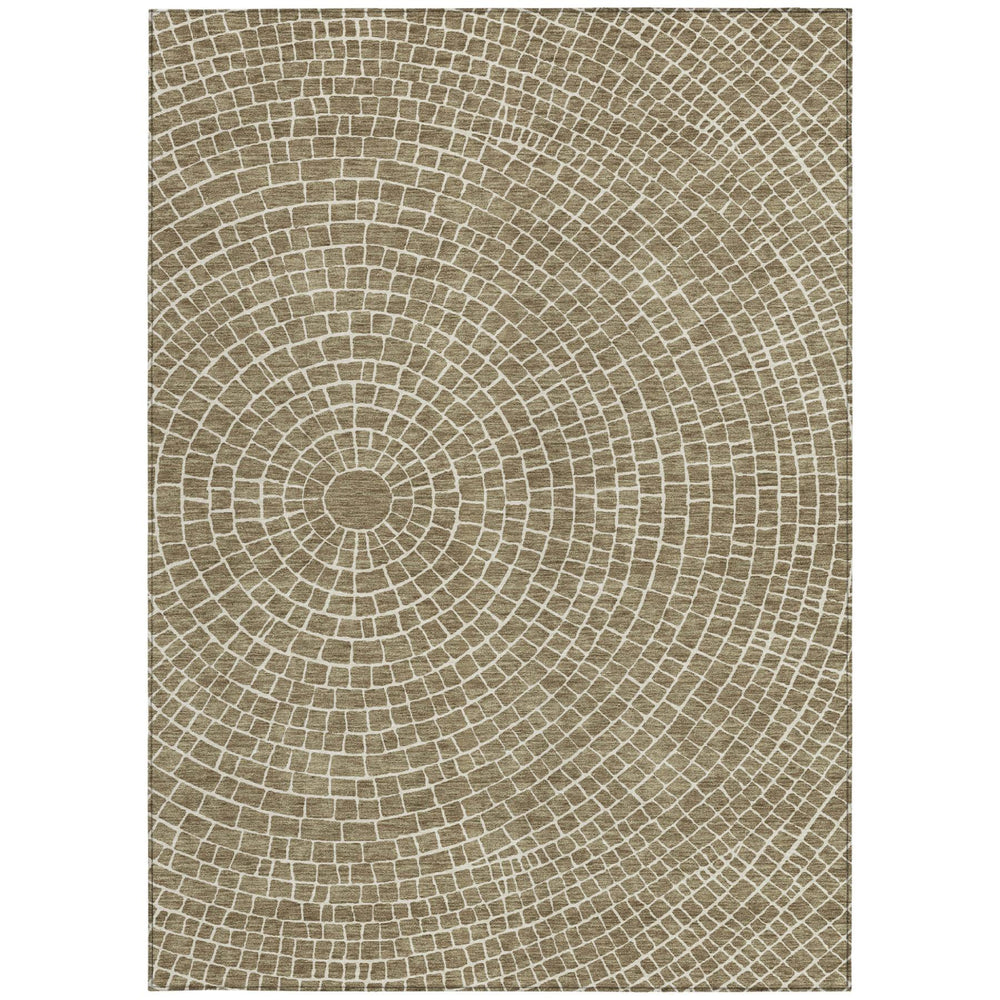 HomeRoots Geometric Polyester Area Rug Washable Indoor Outdoor Low Pile Stain Resistant Patio Living Room 5' x 8' 725507