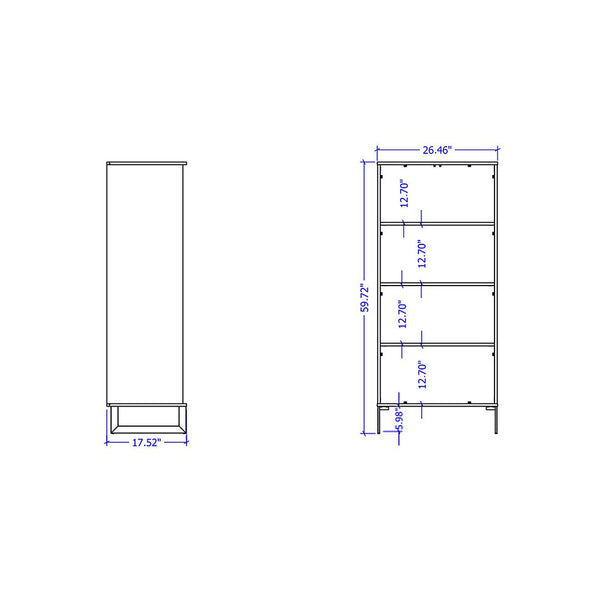 Lexington 59.72 Bookcase in Maple Cream 72551 Manhattan Comfort