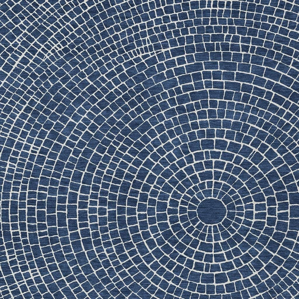 HomeRoots 8x10 Geometric Polyester Area Rug Indoor Outdoor Washable Navy Ivory Modern 725527