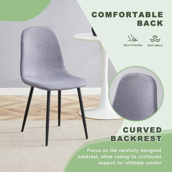 English Elm Table Set With Modern Transparent Glass Top & 4 Light Gray Linen Dining Chairs For Stylish Spaces W1151S03669-GIGA