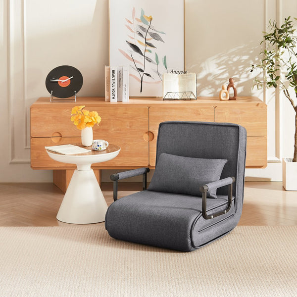 English Elm Folding Comfy Convertible Sleeper Sofa Bed — 5-in-1 Adjustable Futon Chair, Linen, Space-Saving Gray W1359P211938