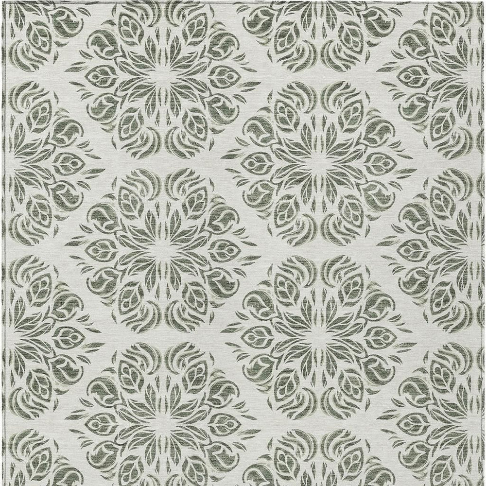 5 X 8 Damask Indoor Outdoor Area Rug Washable Polyester Patio Living Room