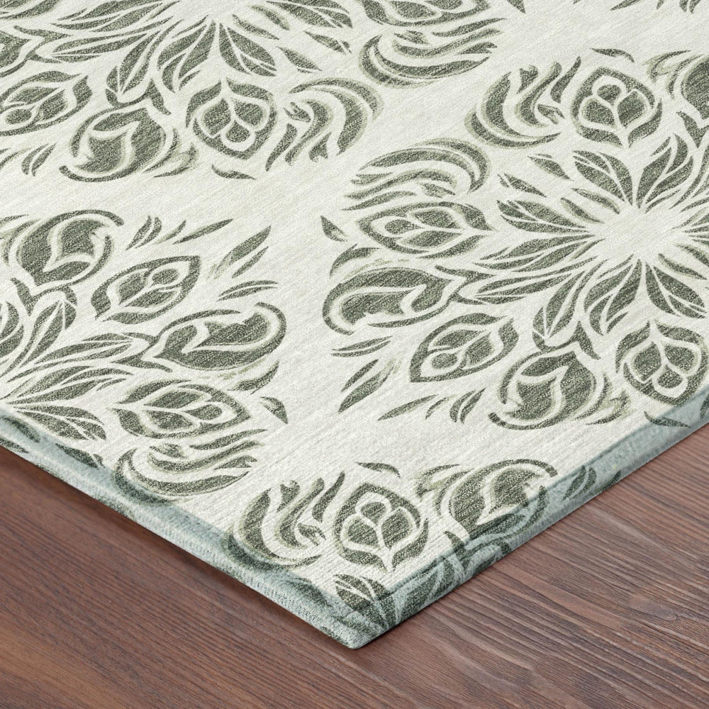 5 X 8 Damask Indoor Outdoor Area Rug Washable Polyester Patio Living Room