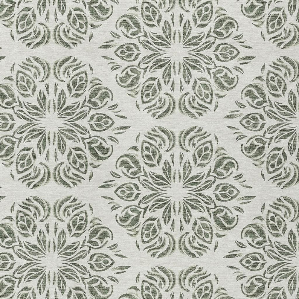 HomeRoots 10 X 14 Damask Polyester Area Rug Machine Washable Indoor Outdoor Stain Resistant 725581