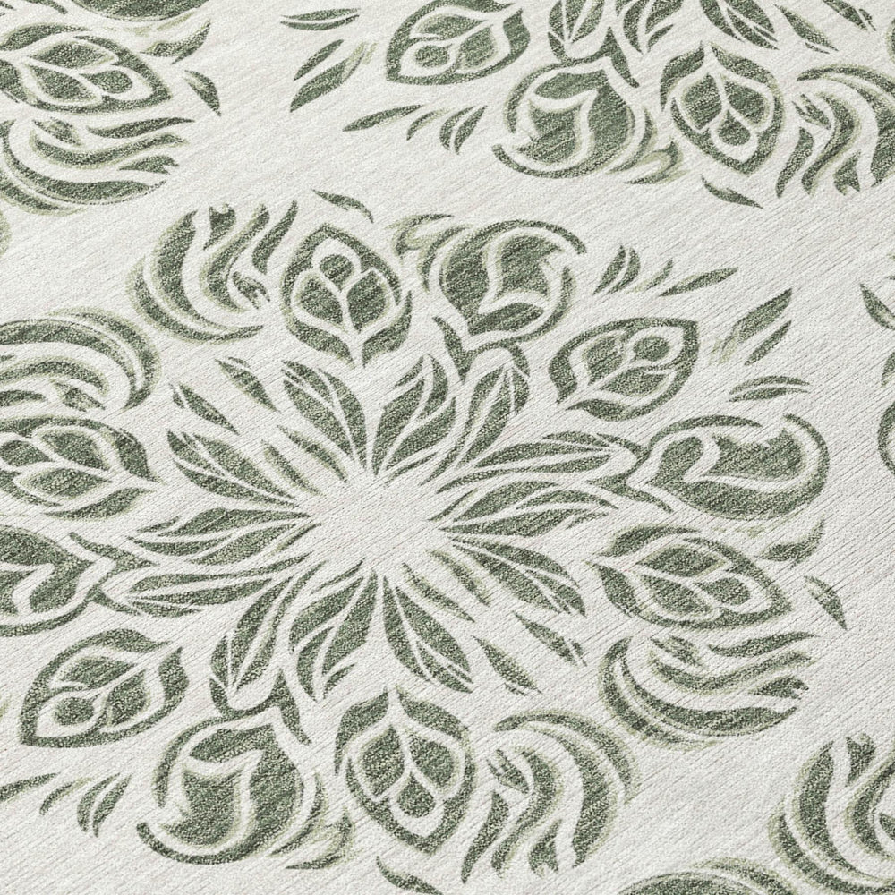 HomeRoots 10 X 14 Damask Polyester Area Rug Machine Washable Indoor Outdoor Stain Resistant 725581