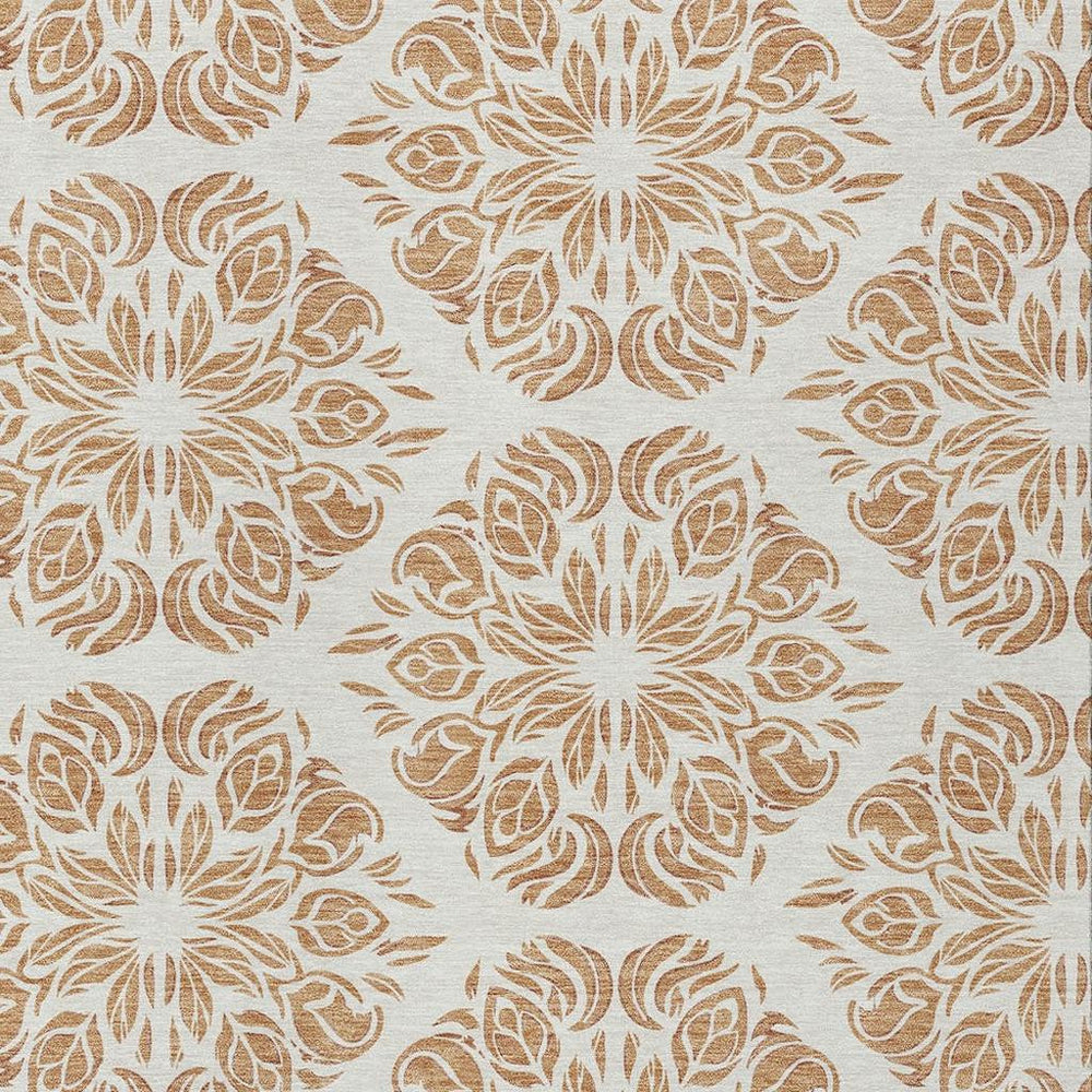 HomeRoots Damask Polyester Area Rug Machine Washable for Indoor Outdoor Patio and Living Spaces 10' x 14' 725587