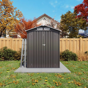 English Elm 5x3 Ft Galvanized Steel Outdoor Storage Shed with Peaked Roof and Lockable Door W3213P309352