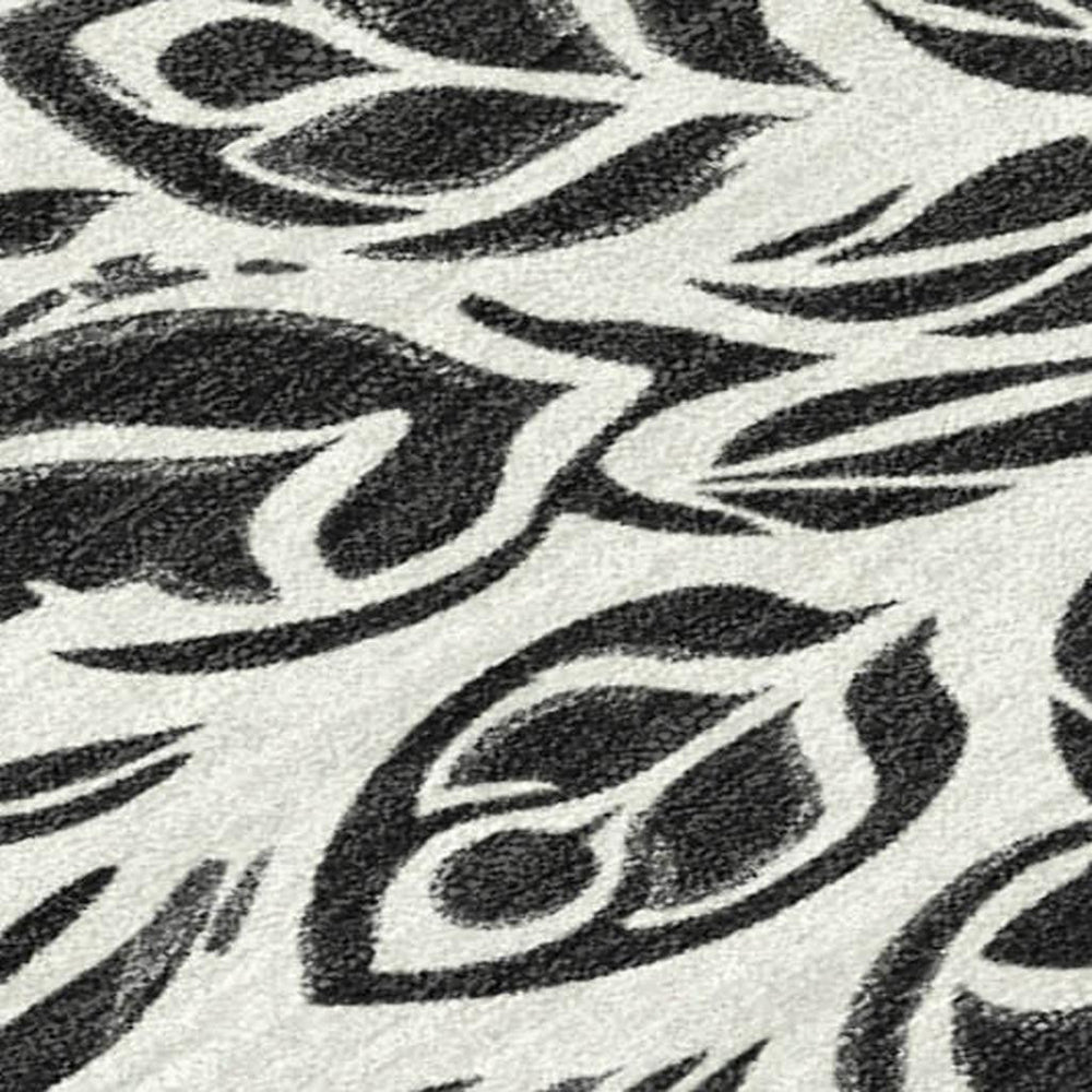 Damask Polyester Area Rug Machine Washable Indoor Outdoor Low Pile Woven Patio Living