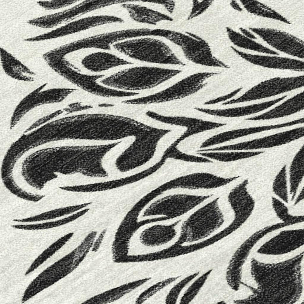 Damask Polyester Area Rug Machine Washable Indoor Outdoor Low Pile Woven Patio Living