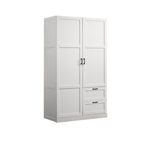 English Elm Aurelia Wardrobe Armoire with Framed Panel Doors Two Drawers and Hanging Rod Storage B2749P413241