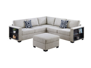 English Elm Contemporary 3-Piece Sectional Sofa Set in Ash Black Corduroy with RAF/LAF Chaise, Tufted Seats, Pillows - Stylish Low-Profile Design Beige 40 L x 26 W x 58 H B011S01786