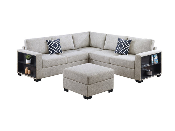 English Elm Contemporary 3-Piece Sectional Sofa Set in Ash Black Corduroy with RAF/LAF Chaise, Tufted Seats, Pillows - Stylish Low-Profile Design Beige 40 L x 26 W x 58 H B011S01786