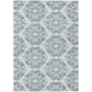 Damask Washable Polyester Area Rug for Indoor Outdoor Patios Entryways and Living Rooms