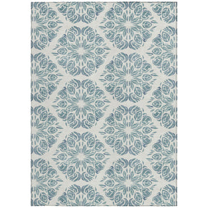 Damask Washable Polyester Area Rug for Indoor Outdoor Patios Entryways and Living Rooms
