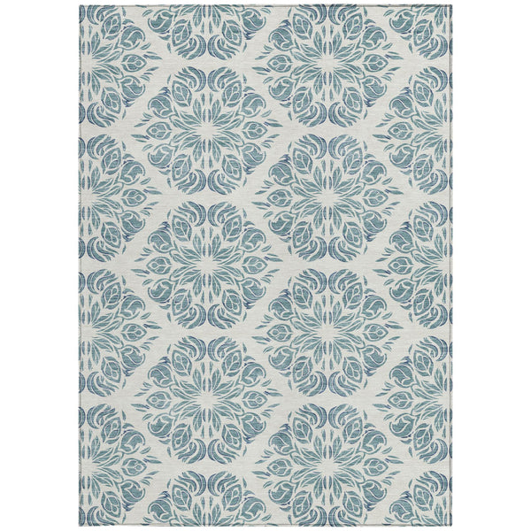Damask Washable Polyester Area Rug for Indoor Outdoor Patios Entryways and Living Rooms