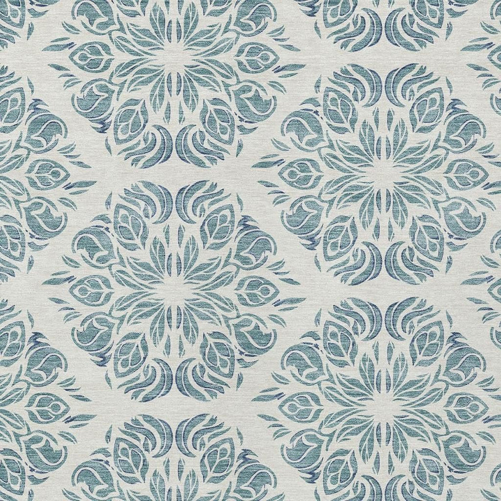 HomeRoots Damask Washable Polyester Area Rug for Indoor Outdoor Patios Entryways and Living Rooms 9' x 12' 725604