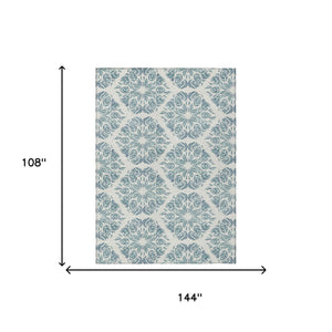 Damask Washable Polyester Area Rug for Indoor Outdoor Patios Entryways and Living Rooms