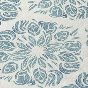 Damask Washable Polyester Area Rug for Indoor Outdoor Patios Entryways and Living Rooms