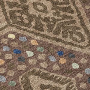 8 Ft Round Tribal Geometric Polyester Indoor Outdoor Washable Rug for Patio or Foyer