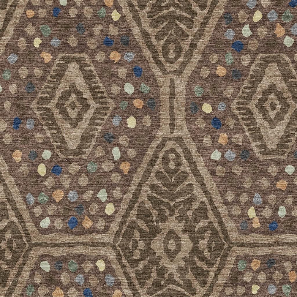 HomeRoots Tribal Motif Washable Polyester Area Rug for Indoor Outdoor Patios and High Traffic Spaces 8' x 10' 725609