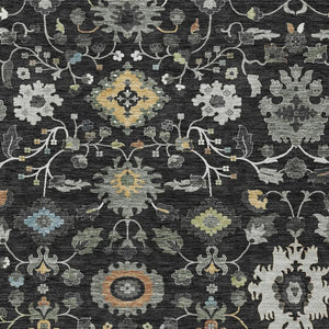 Floral Medallion Polyester Area Rug Machine Washable for Indoor Outdoor Living Spaces