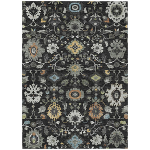 Floral Medallion Polyester Area Rug Machine Washable for Indoor Outdoor Living Spaces