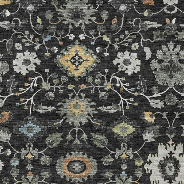 HomeRoots Floral Medallion Polyester Area Rug Machine Washable for Indoor Outdoor Living Spaces 8' x 10' 725657