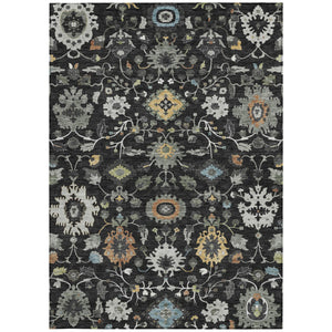 Floral Medallion Polyester Area Rug Machine Washable for Indoor Outdoor Living Spaces