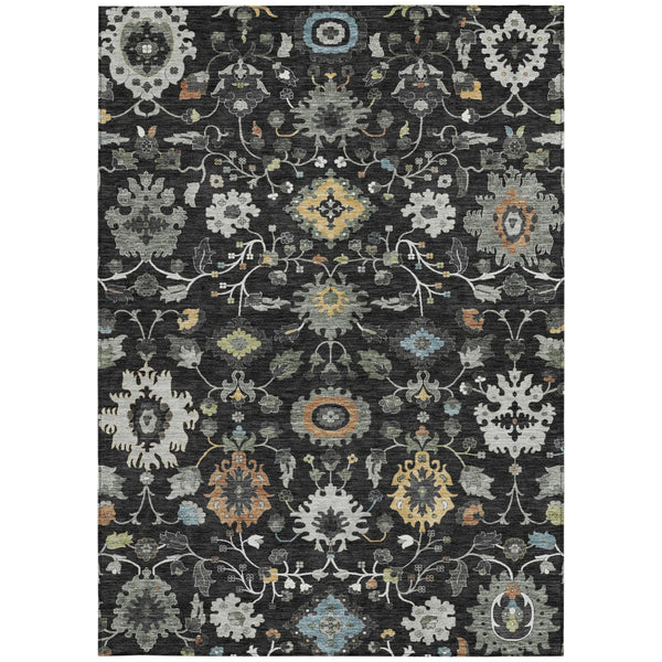 Floral Medallion Polyester Area Rug Machine Washable for Indoor Outdoor Living Spaces