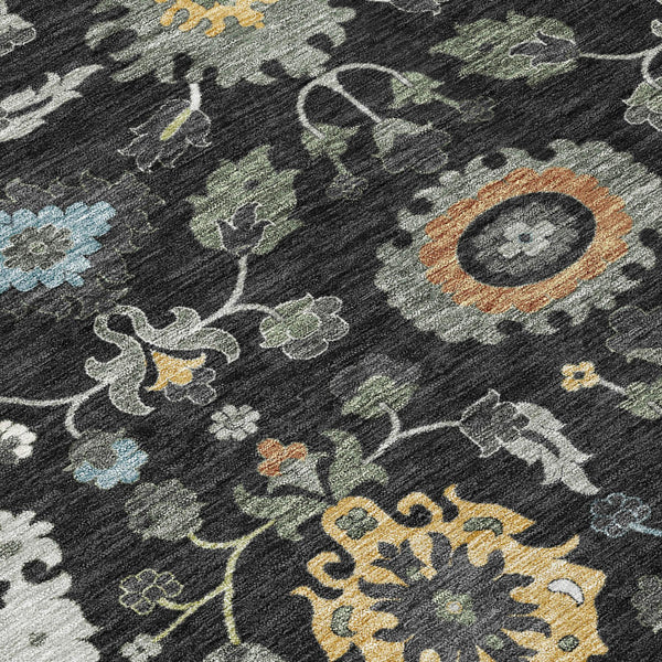 Floral Medallion Polyester Area Rug Machine Washable for Indoor Outdoor Living Spaces