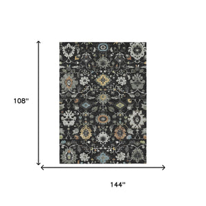 Floral Medallion Polyester Area Rug Machine Washable for Indoor Outdoor Living Spaces