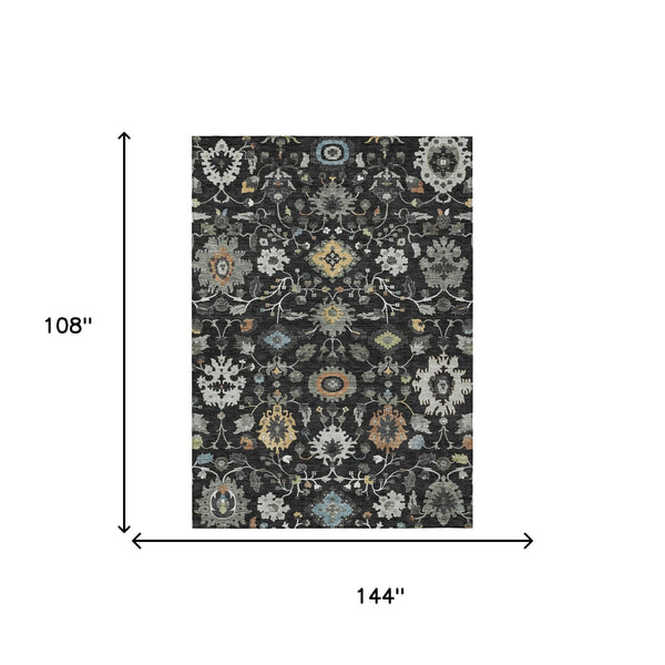 Floral Medallion Polyester Area Rug Machine Washable for Indoor Outdoor Living Spaces