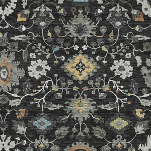 Floral Medallion Polyester Area Rug Machine Washable for Indoor Outdoor Living Spaces