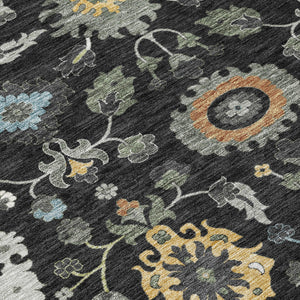 Floral Medallion Polyester Area Rug Machine Washable for Indoor Outdoor Living Spaces
