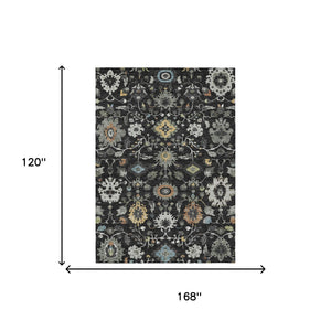 Floral Medallion Polyester Area Rug Machine Washable for Indoor Outdoor Living Spaces