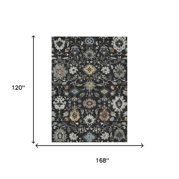 Floral Medallion Polyester Area Rug Machine Washable for Indoor Outdoor Living Spaces