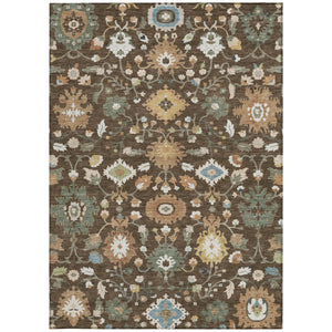 Floral Medallion Polyester Area Rug Machine Washable for Indoor Outdoor Patio Use