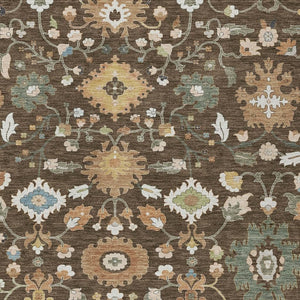 Floral Medallion Polyester Area Rug Machine Washable for Indoor Outdoor Patio Use