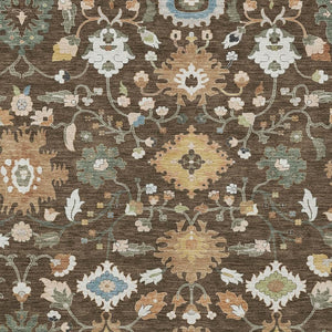 HomeRoots Floral Medallion Polyester Area Rug Machine Washable for Indoor Outdoor Patio Use 9' x 12' 725664