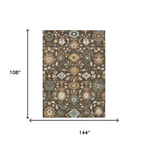 Floral Medallion Polyester Area Rug Machine Washable for Indoor Outdoor Patio Use
