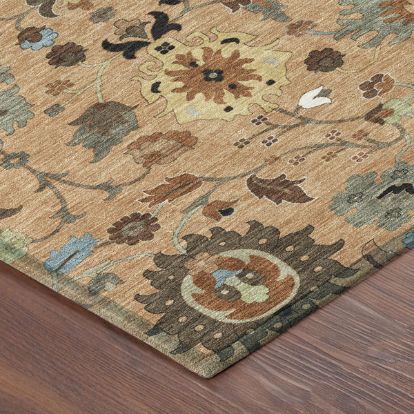 Floral Medallion Polyester Area Rug Washable for Indoor Outdoor Patio and Living Room Use